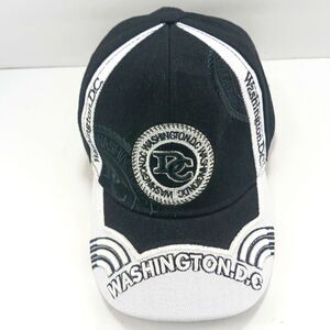 City Hunter Washington D.C. Embroidered Cap Hat Black White Hook Loop Closure...